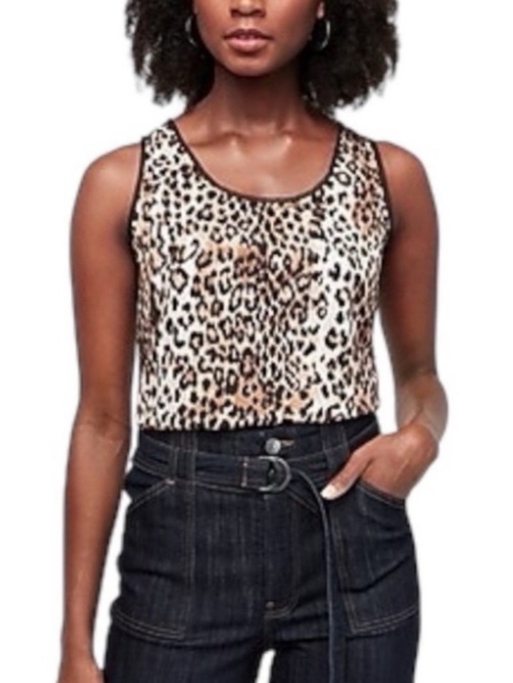 Express Black and Brown Leopard Print Scoop Neck Tank Top Size Small